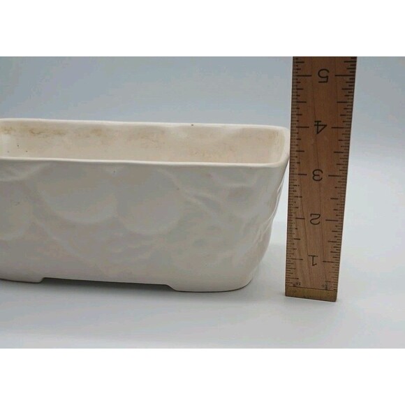 Vintage Hull USA 9” Long Ceramic White Matte Finish Glazed Fruit Planter #F18 - Picture 6 of 8